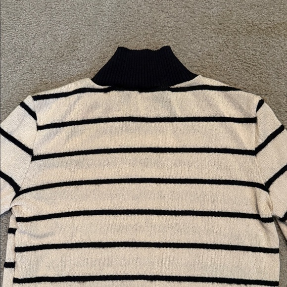 Zara Black and Cream Striped Turtleneck Sweater - Picture 6 of 7